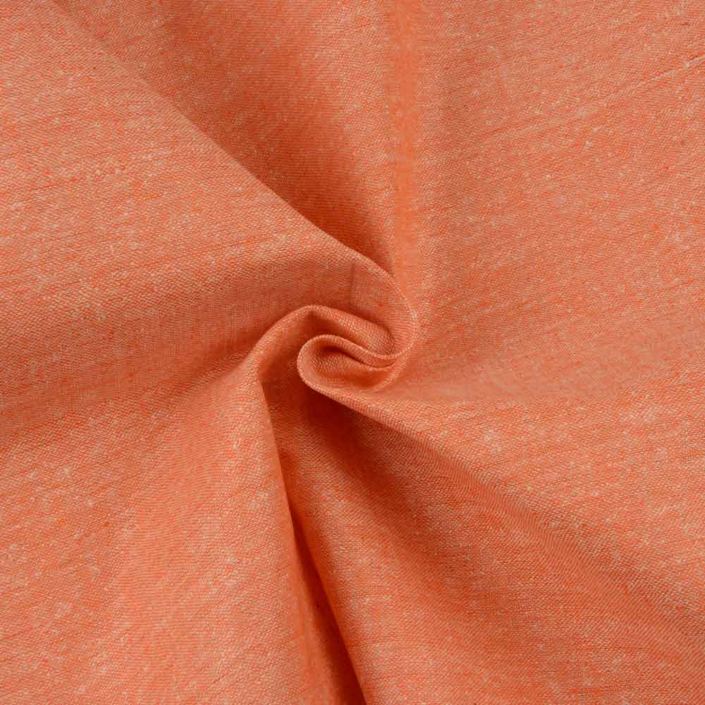 Plain Orange Matka Silk & Khadi Blend 116 GSM Handwoven Fabric