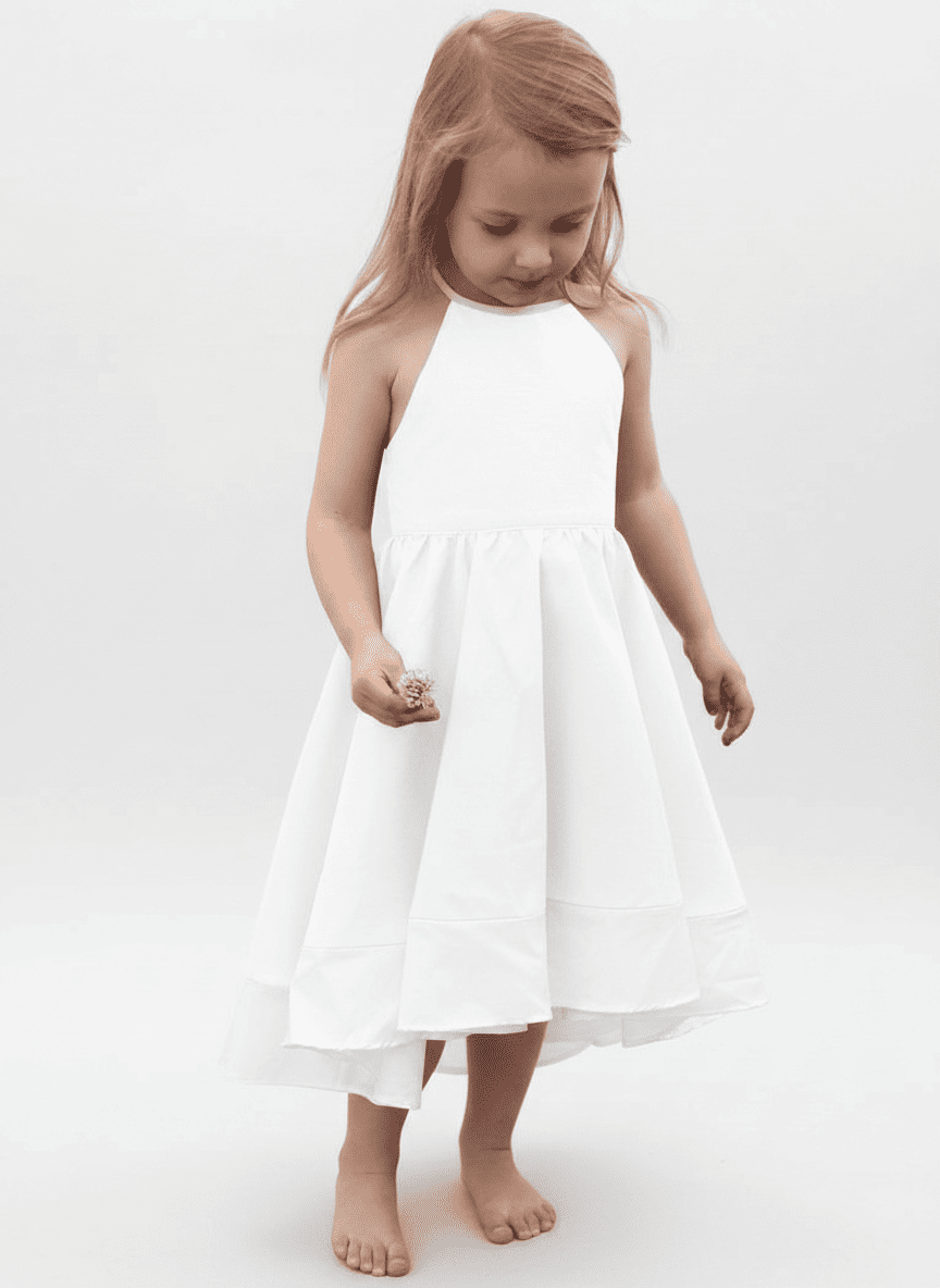 Halter Neck Criss Cross Back Ankle Length Kid's Dress
