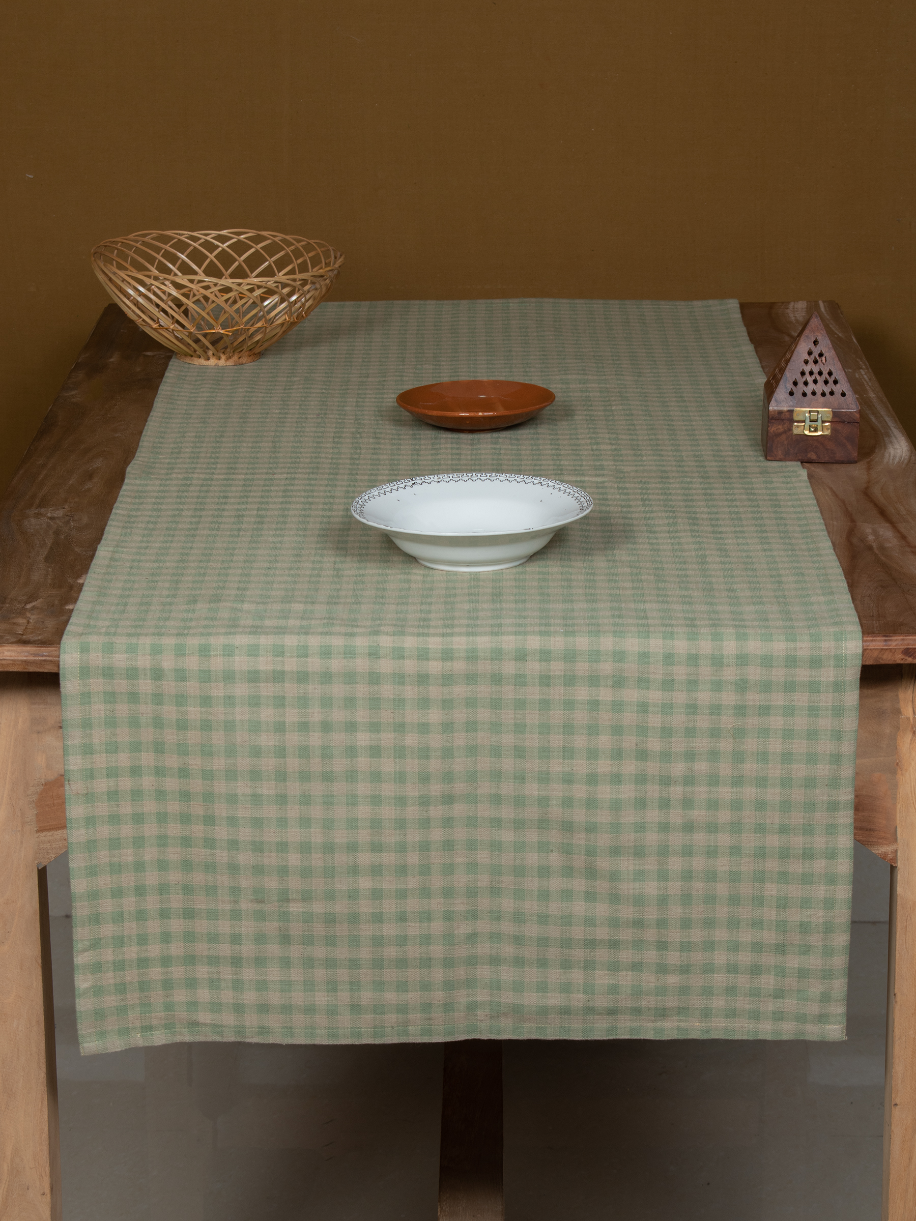 Natural dyed Handspun Khadi Table Runner