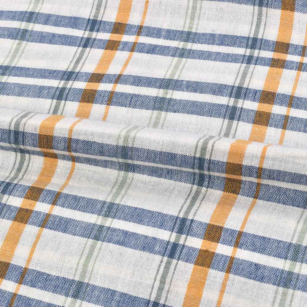 CHECK BLUE & WHITE PURE COTTON 92 GSM HANDWOVEN FABRIC