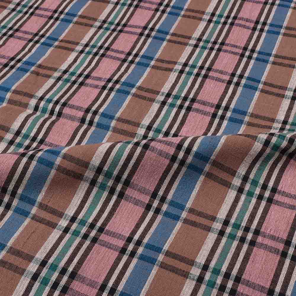 CHECK MULTICOLOR PURE COTTON 100 GSM HANDWOVEN FABRIC 528