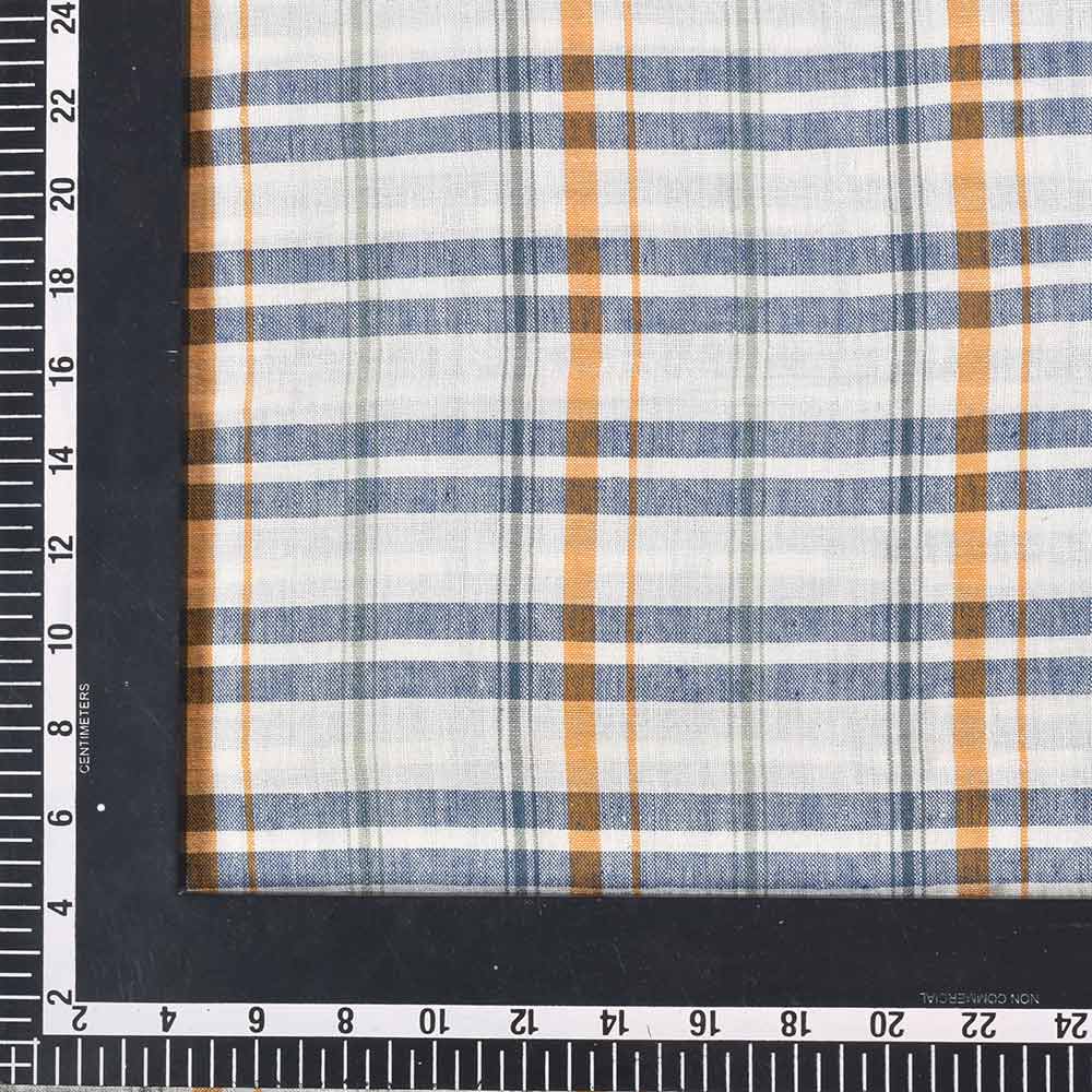 CHECK BLUE & WHITE PURE COTTON 92 GSM HANDWOVEN FABRIC