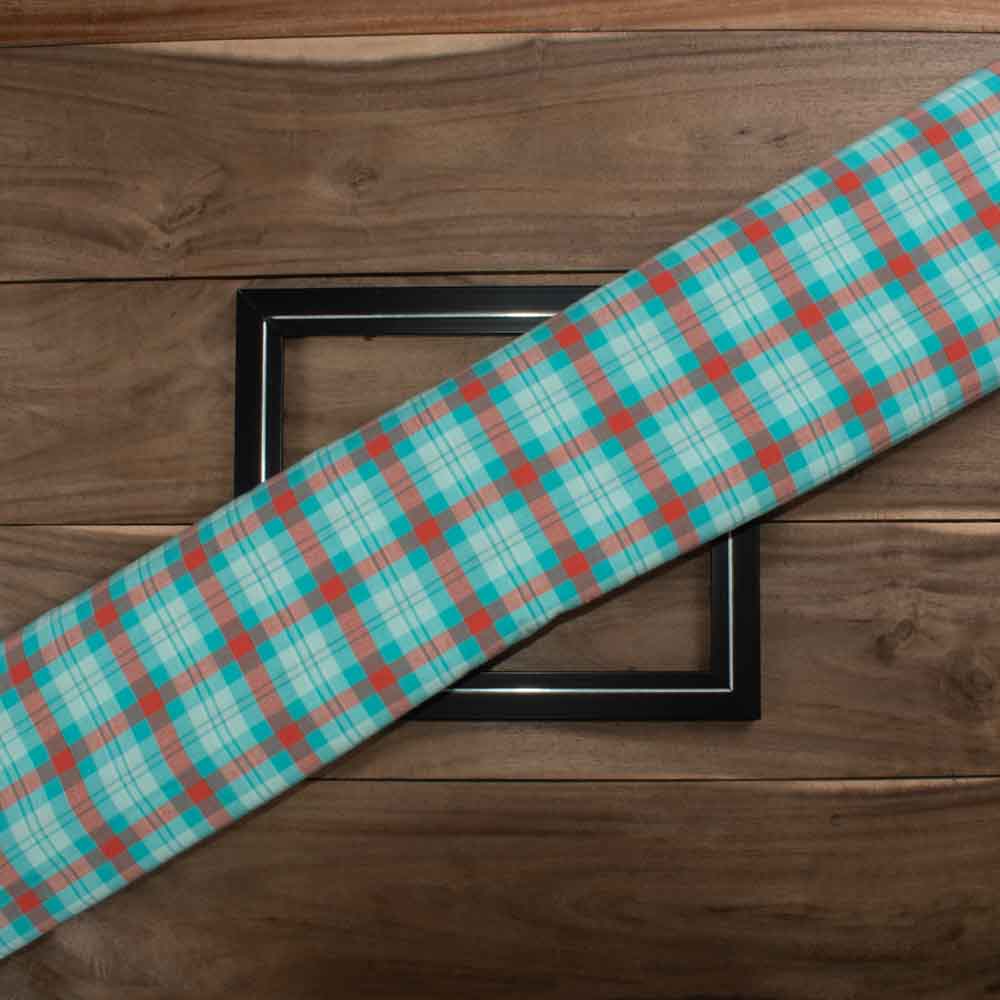 Check White Blue Orange Pure Cotton 105 GSM Handwoven Fabric