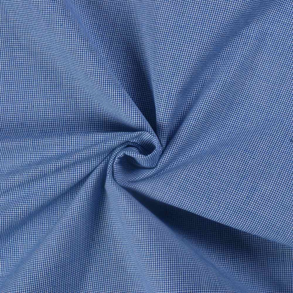 Check Houndstooth Blue & White Pure Cotton 100 GSM Handwoven Fabric