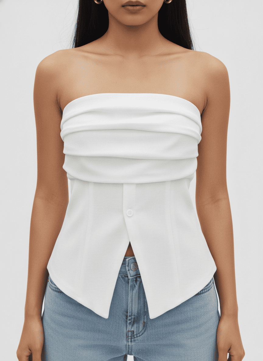 Pleated Bust Buttoned Sleeveless Top