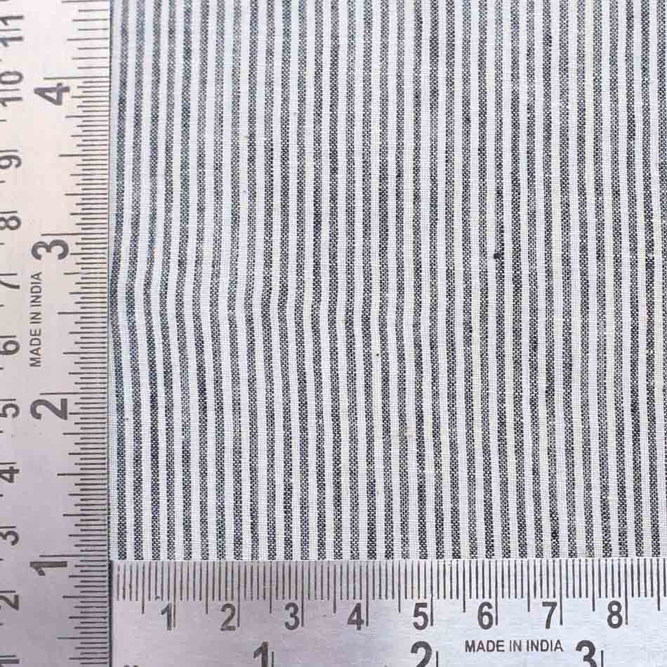 STRIPE BLACK AND WHITE PURE COTTON 70 GSM HANDWOVEN FABRIC