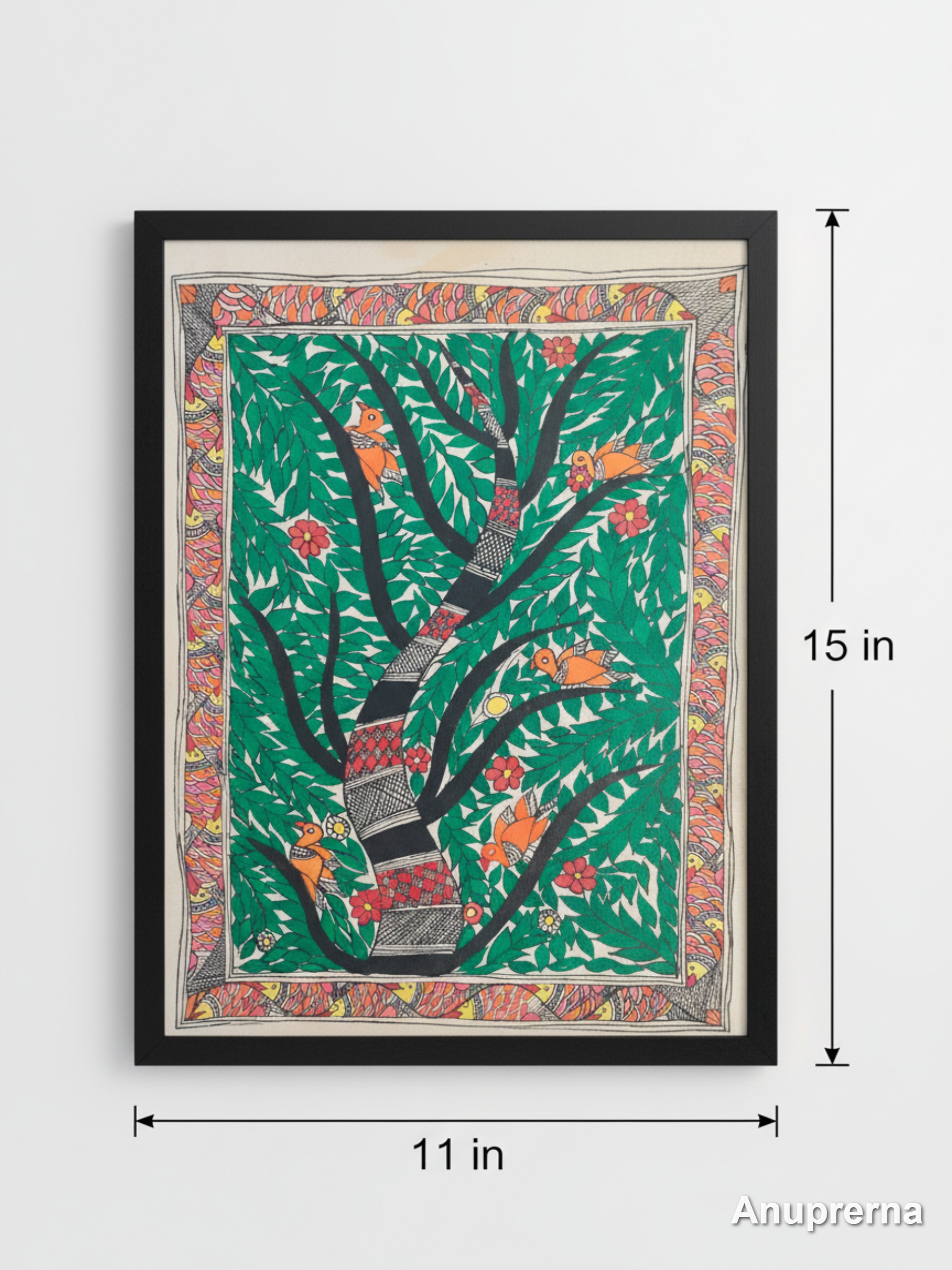 Colourful Tree Supports Life Madhubani Wall Art Decor