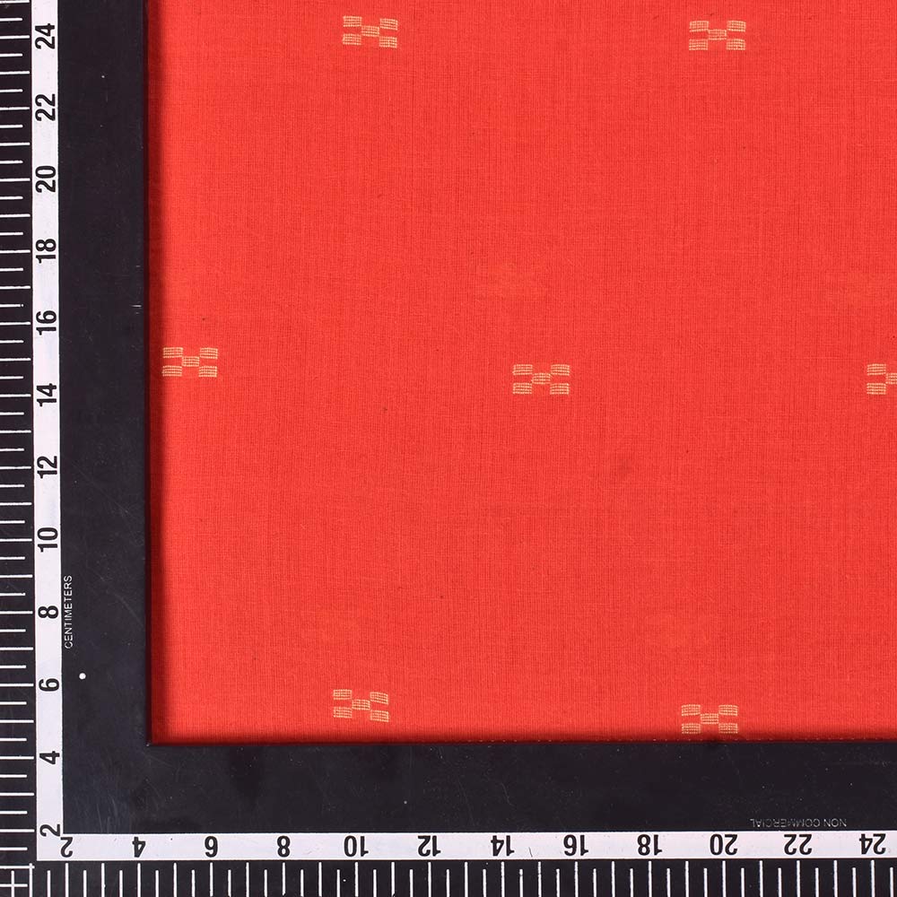 GEOMETRIC RED JAMDANI PURE COTTON 56 GSM HANDWOVEN FABRIC 261