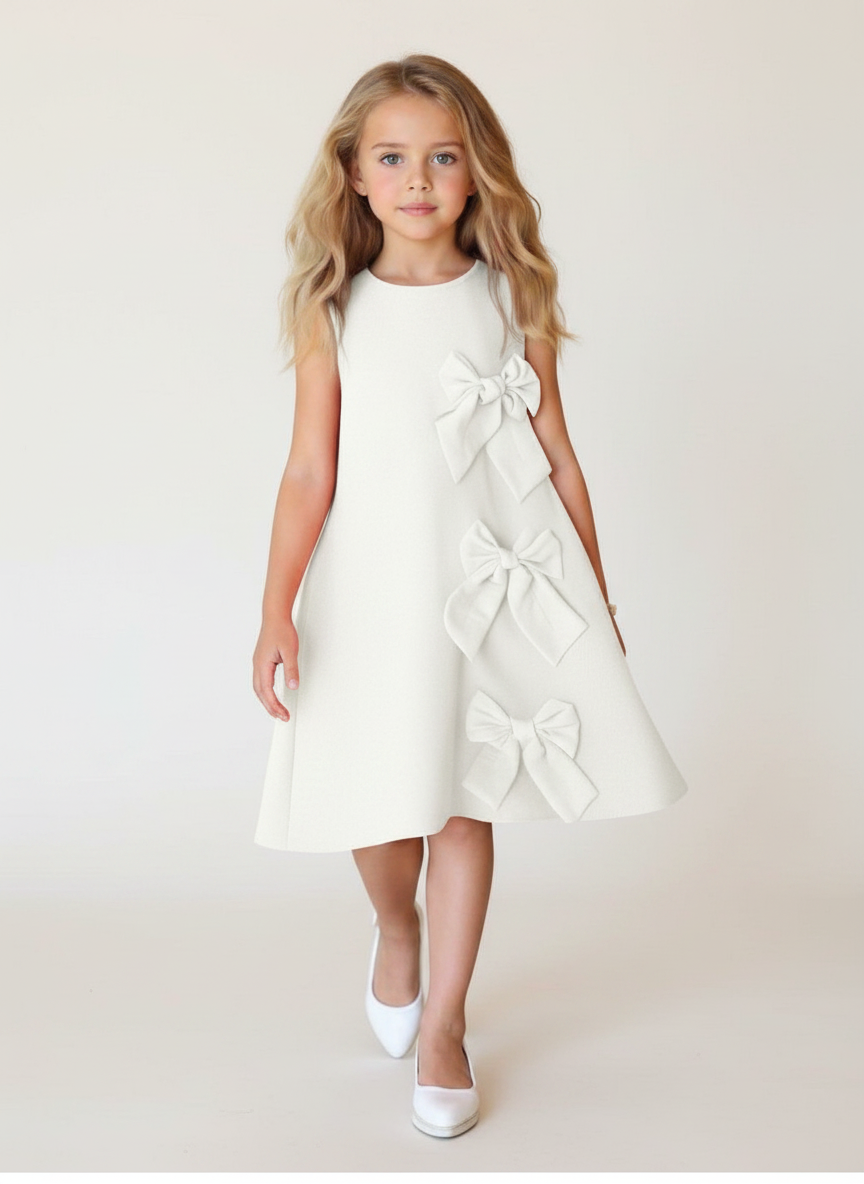Triple Bows Shift Kids Dress