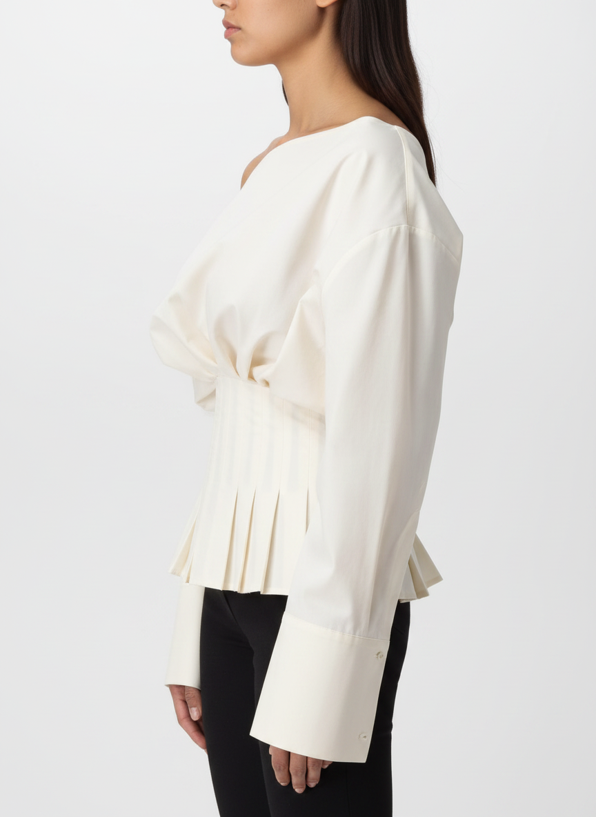Off-Shoulder Gathered & Pleated Top
