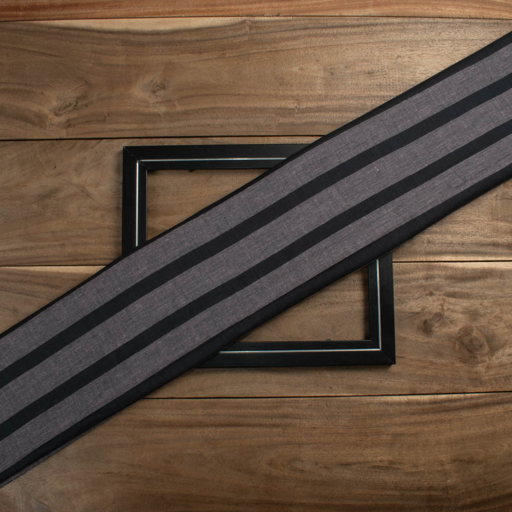 Stripe Grey & Black Pure Cotton 81 GSM Handwoven Fabric