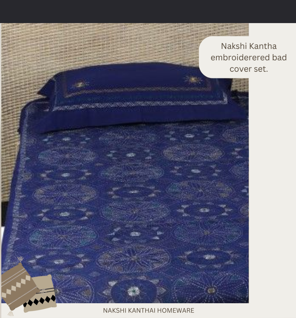 Nakshi Kanthai Embroidered Bed Cover Set