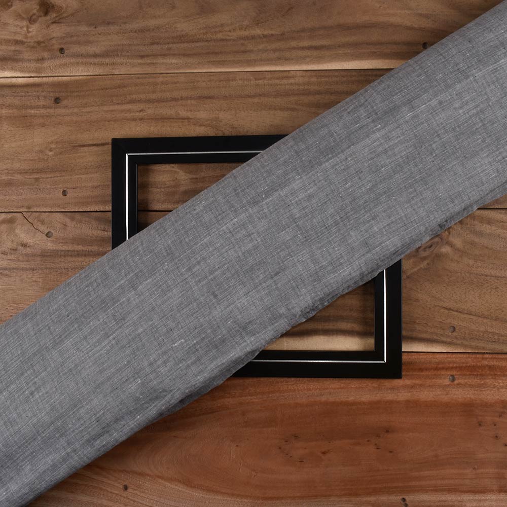 Chambray Grey Khadi Cotton 75 GSM Handwoven Fabric