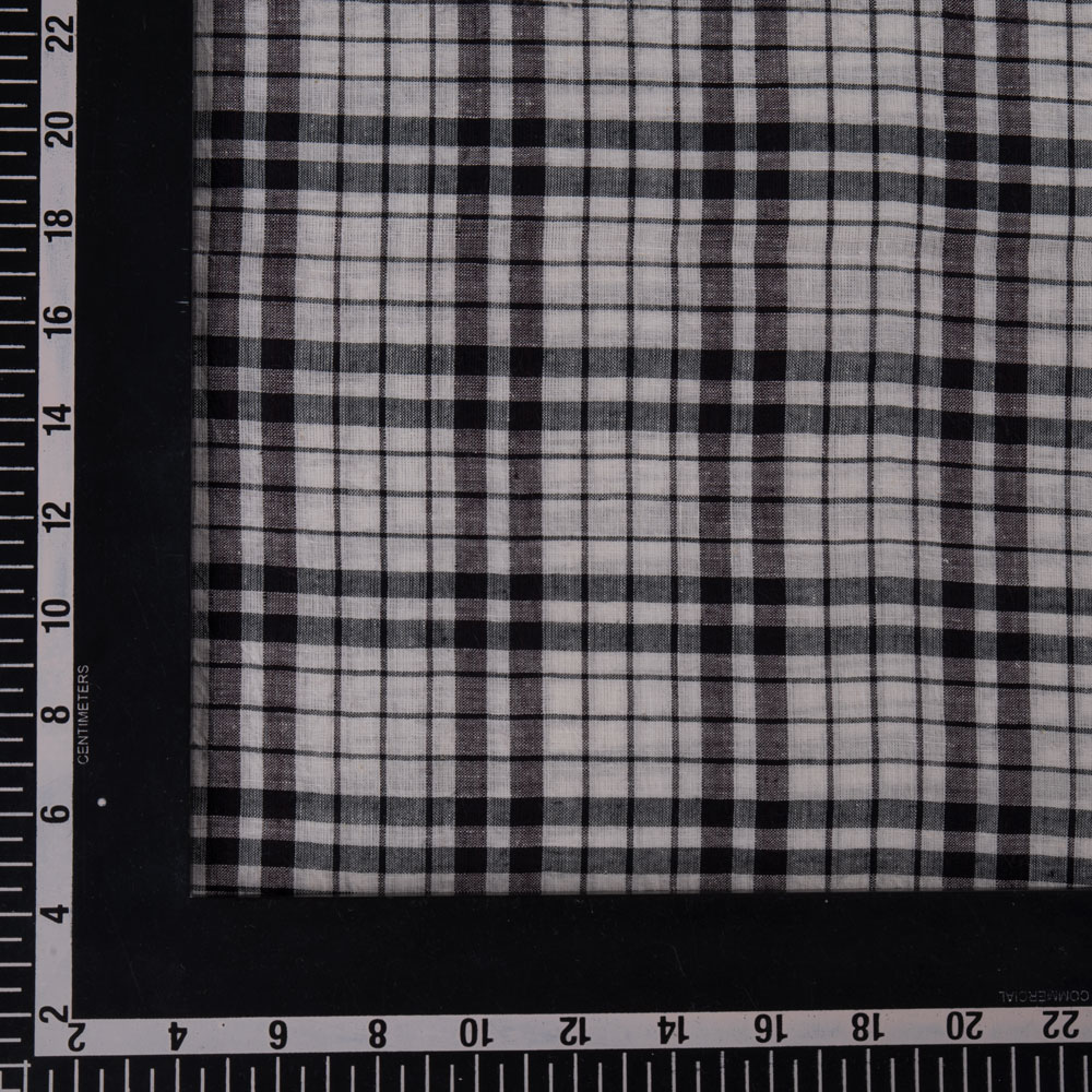 CHECK BLACK & WHITE PURE COTTON 74 GSM HANDWOVEN FABRIC