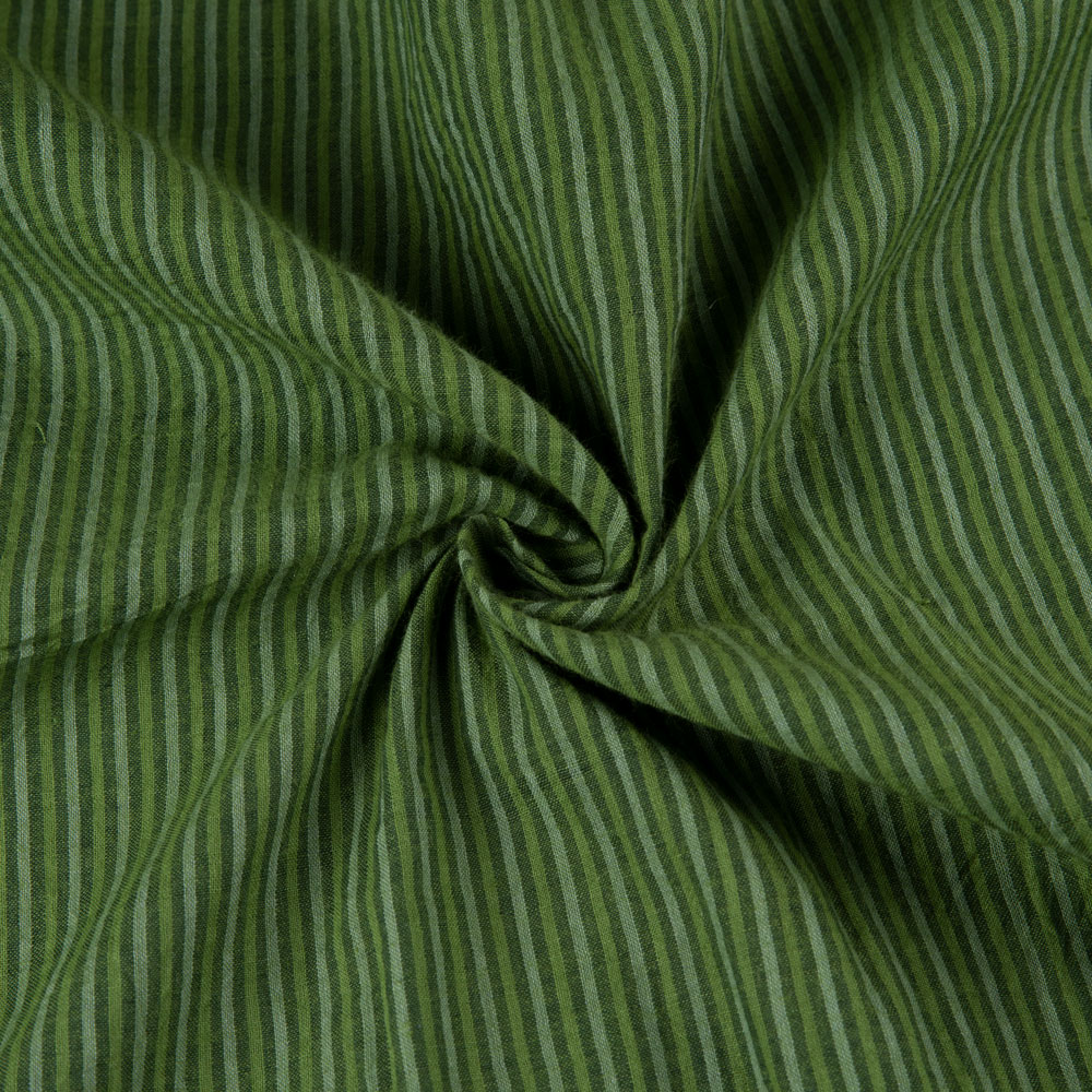 Stripe Green Pure Cotton 57 GSM Handwoven Fabric