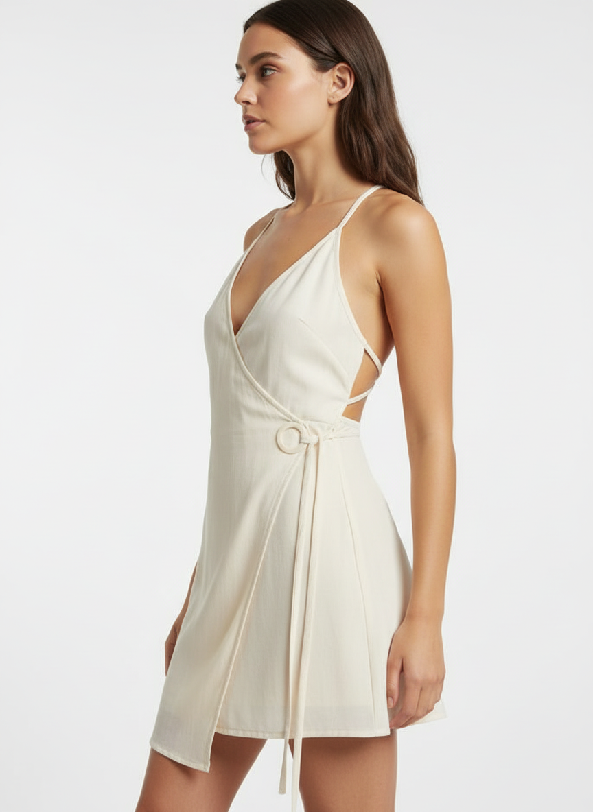 Asymmetric Tied Dress With Open Back