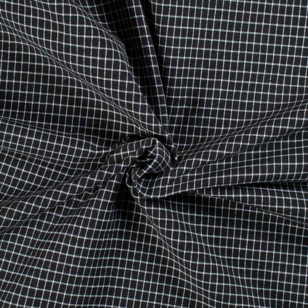 Black & White Check Pure Cotton 110 GSM Handwoven Fabric