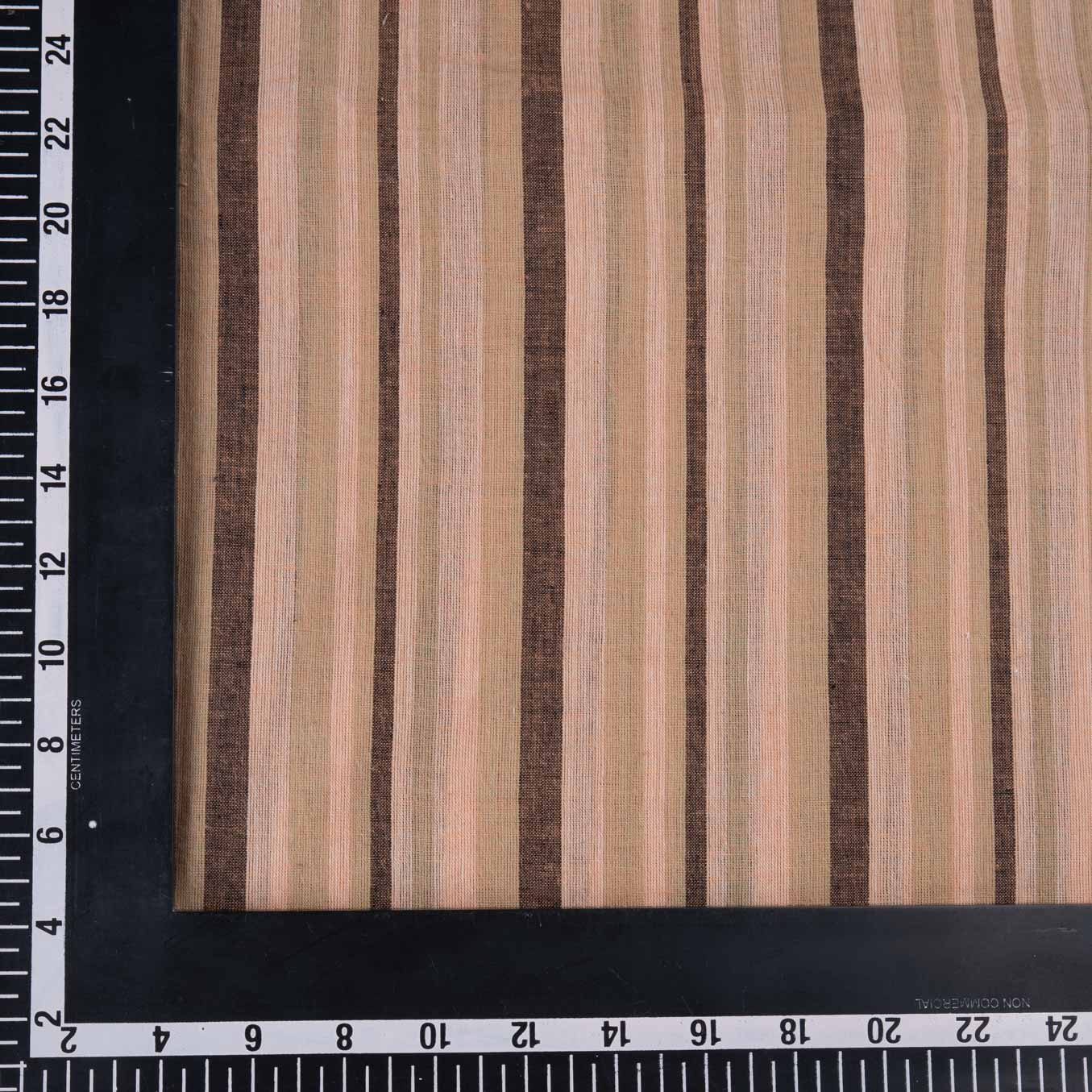 STRIPE BIGE PURE COTTON 69 GSM HANDWOVEN FABRIC