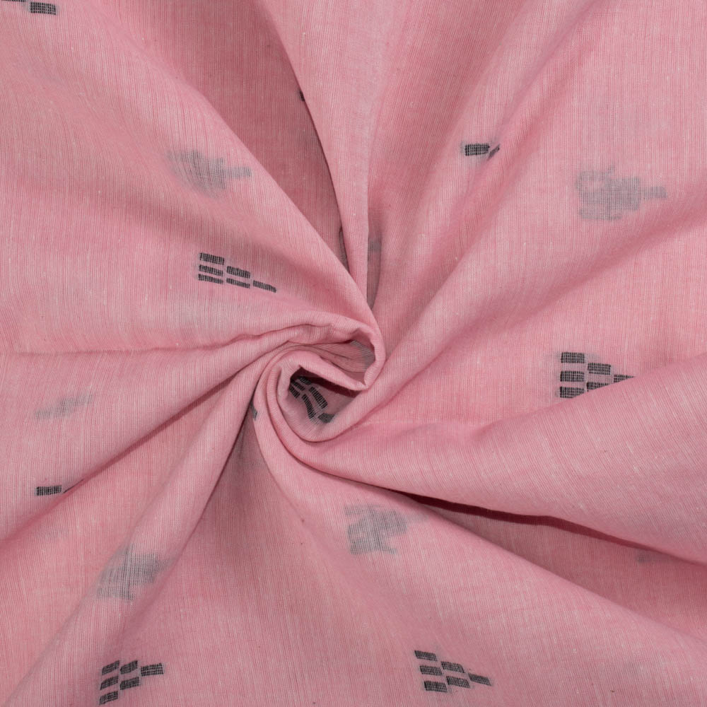 Geometric Pink Jamdani Pure Handwoven Cotton 55 GSM Fabric