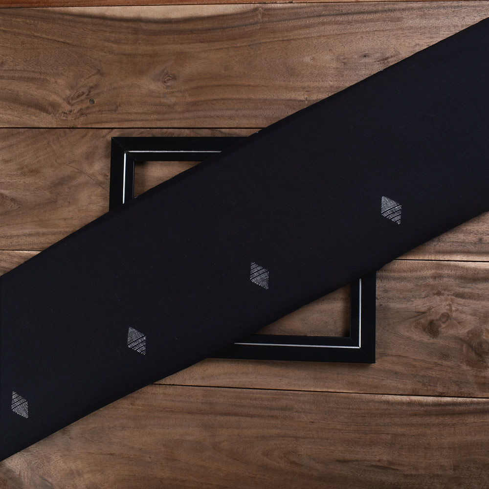 Geometric Black Jamdani Pure Cotton 60 GSM Fabric