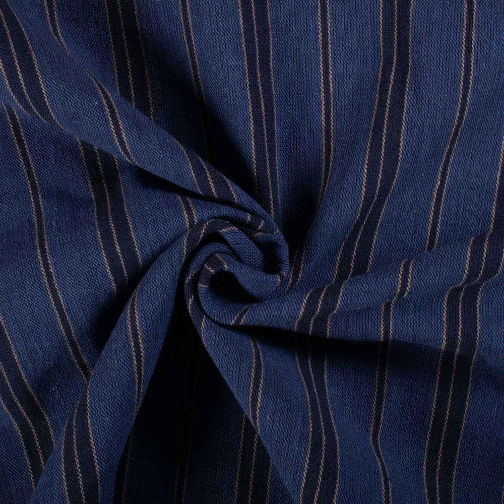 Stripe Blue Black Yellow Pure Cotton 200 GSM Handwoven Fabric