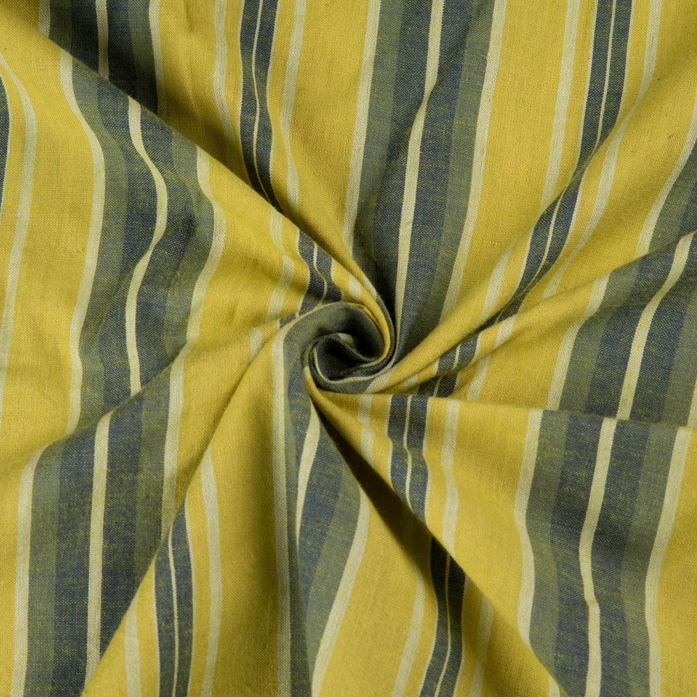 Stripe Yellow & Green Pure Cotton 92 GSM Handwoven Fabric