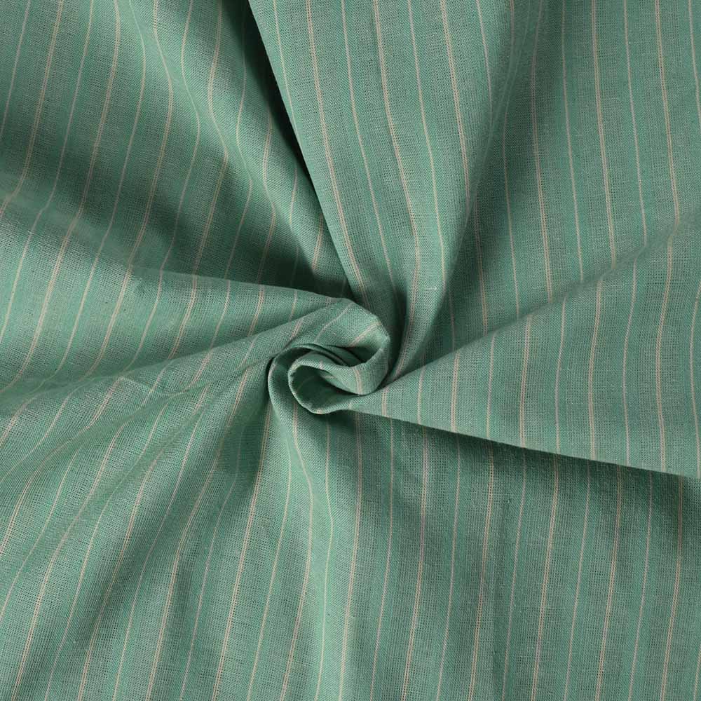 Stripe Green Cream Pure Cotton 110 GSM Handwoven Fabric