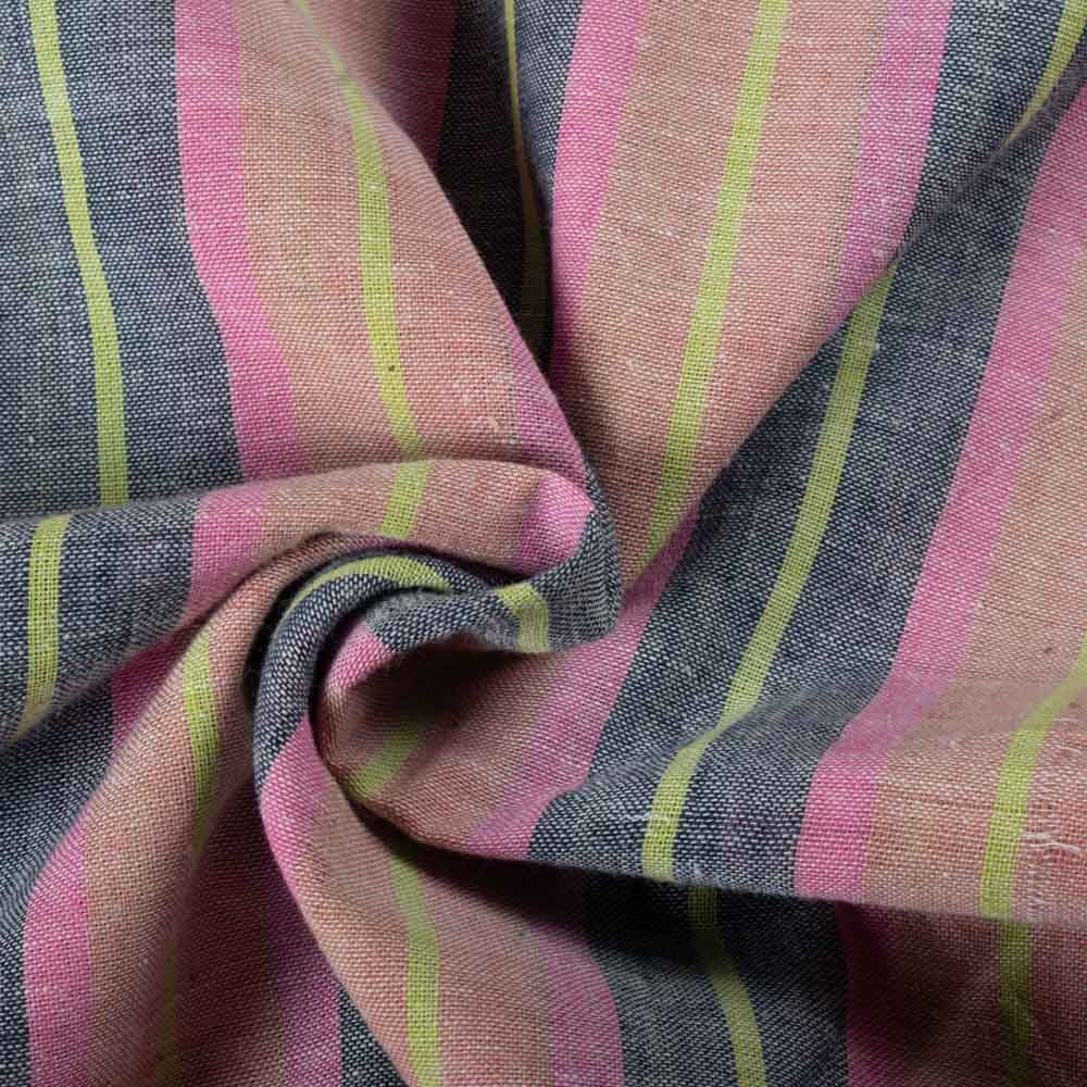 Stripe Multicolor Pure Cotton 90 GSM Handwoven Fabric 468
