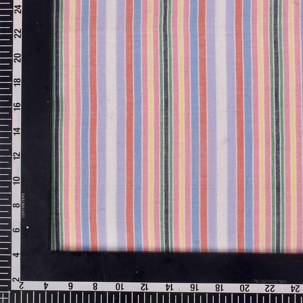 STRIPE MULTI COLOR PURE COTTON 136 GSM HANDWOVEN FABRIC