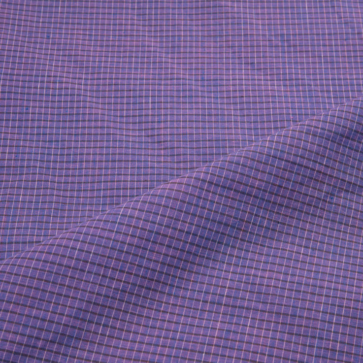 CHECK PURPLE PURE COTTON 62 GSM HANDWOVEN FABRIC