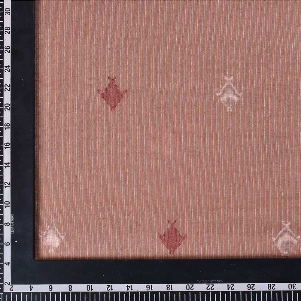 GEOMETRIC BEIGE JAMDANI KHADI COTTON 65 GSM HANDWOVEN FABRIC