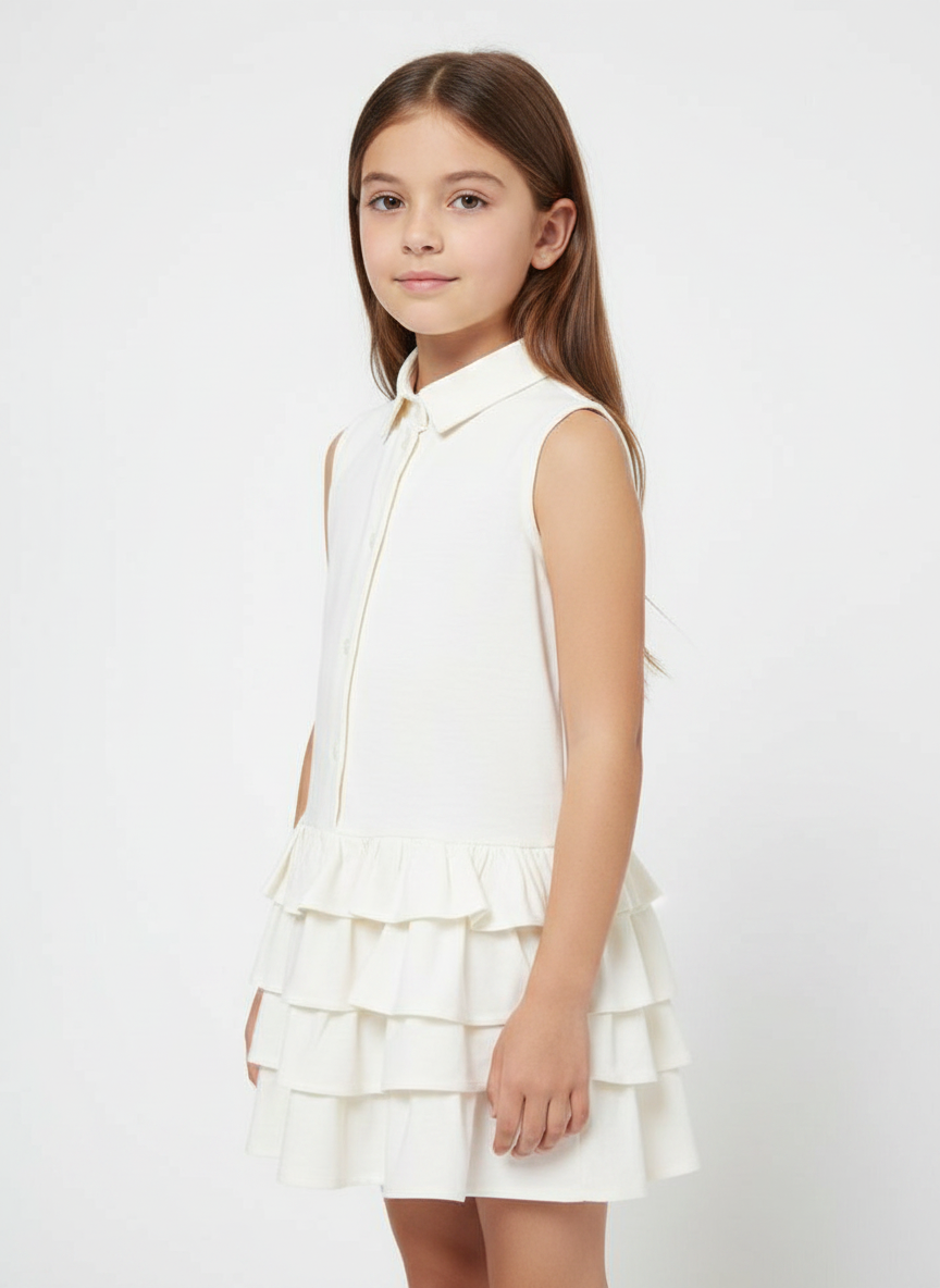 Tiered Ruffles Shirt Kids Dress