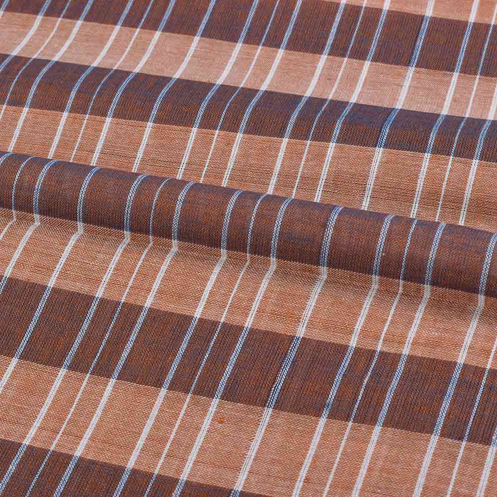 CHECK BROWN PURE COTTON 67 GSM HANDWOVEN FABRIC