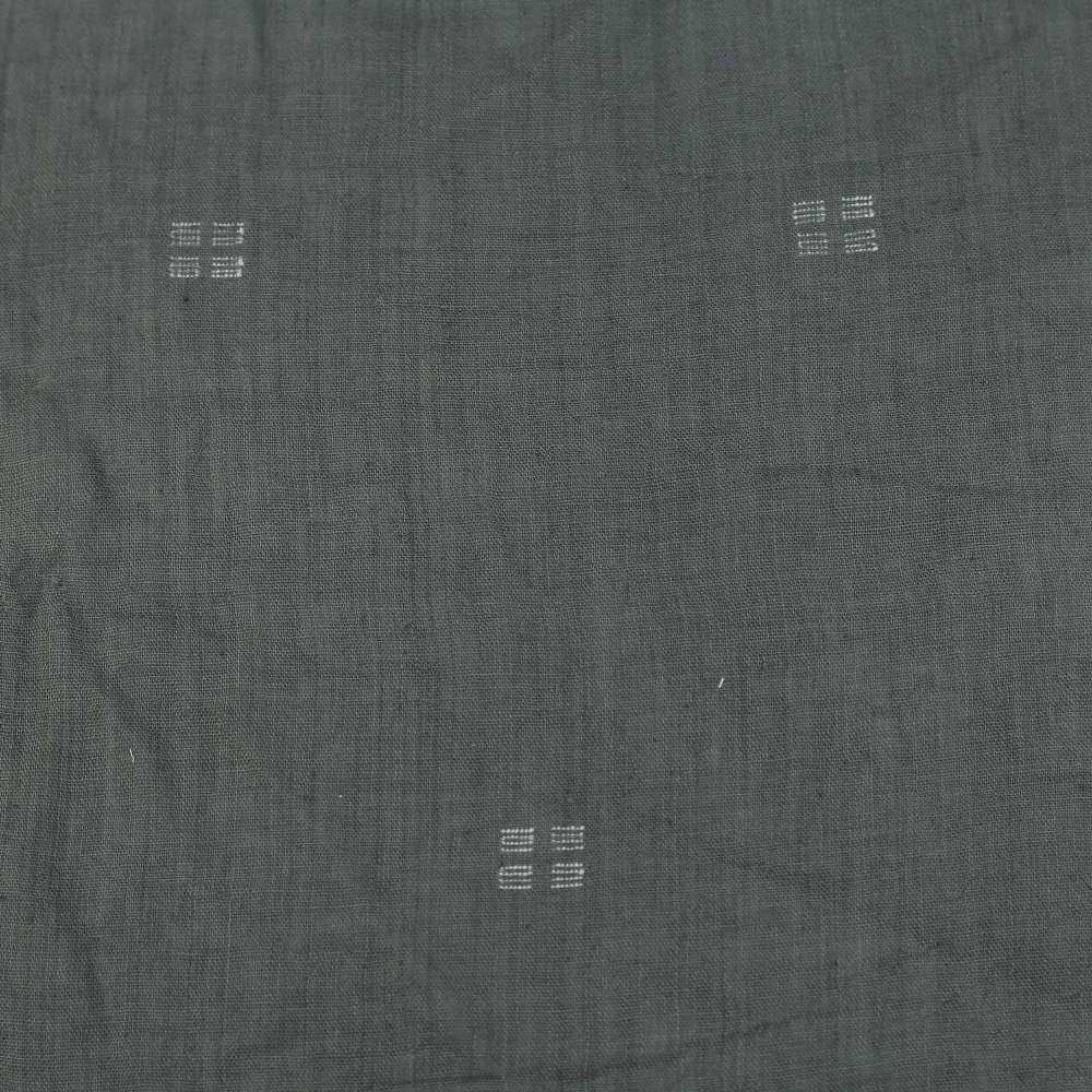 GEOMETRIC GREY JAMDANI PURE COTTON 67 GSM FABRIC