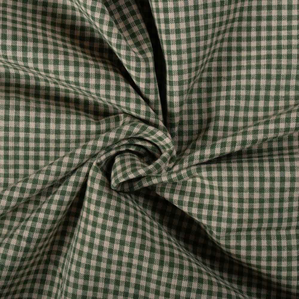 Check Olive & Beige Pure Cotton 100 GSM Handwoven Fabric