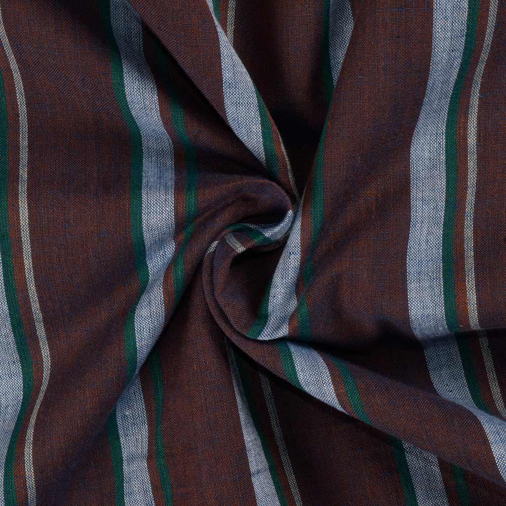 Stripe Brown Pure Cotton 75 GSM Handwoven Fabric 226