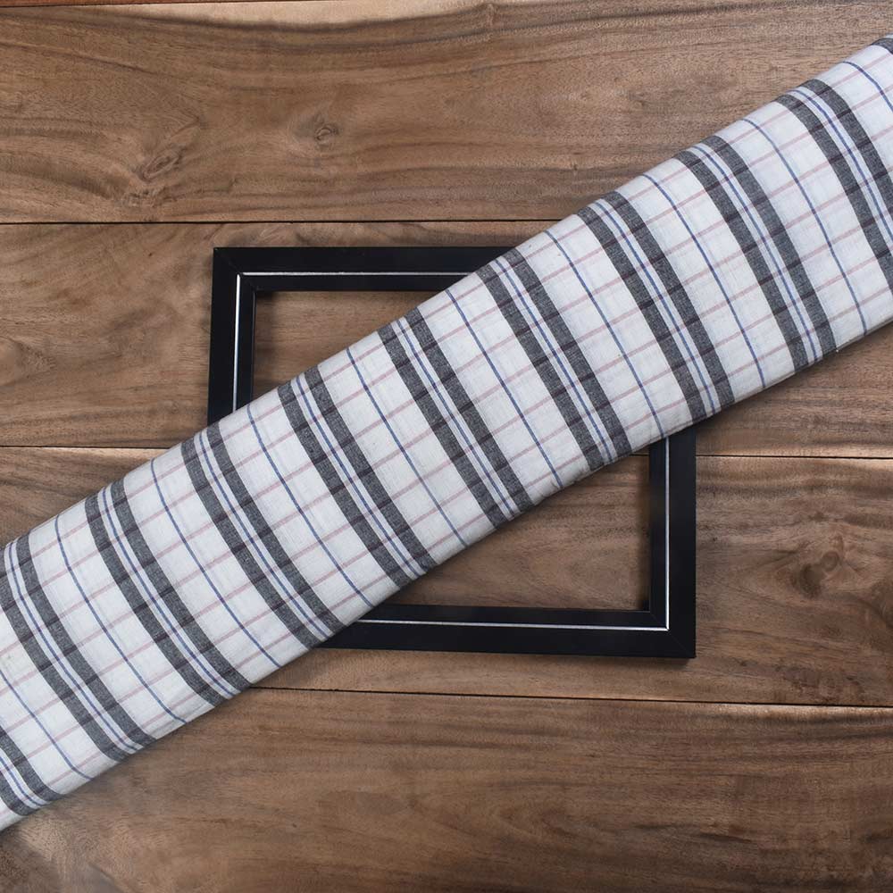 Check Multicolor Pure Cotton 98 GSM Handwoven Fabric 414