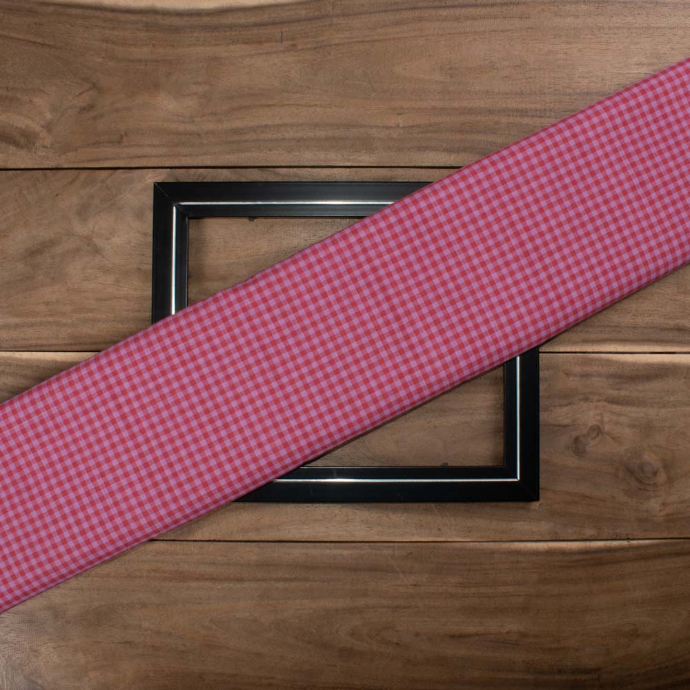 Check Pink Pure Cotton 60 GSM Handwoven Fabric
