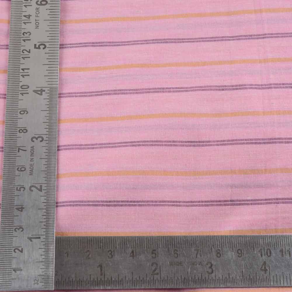 STRIPE PINK PURE COTTON 62 GSM HANDWOVEN FABRIC