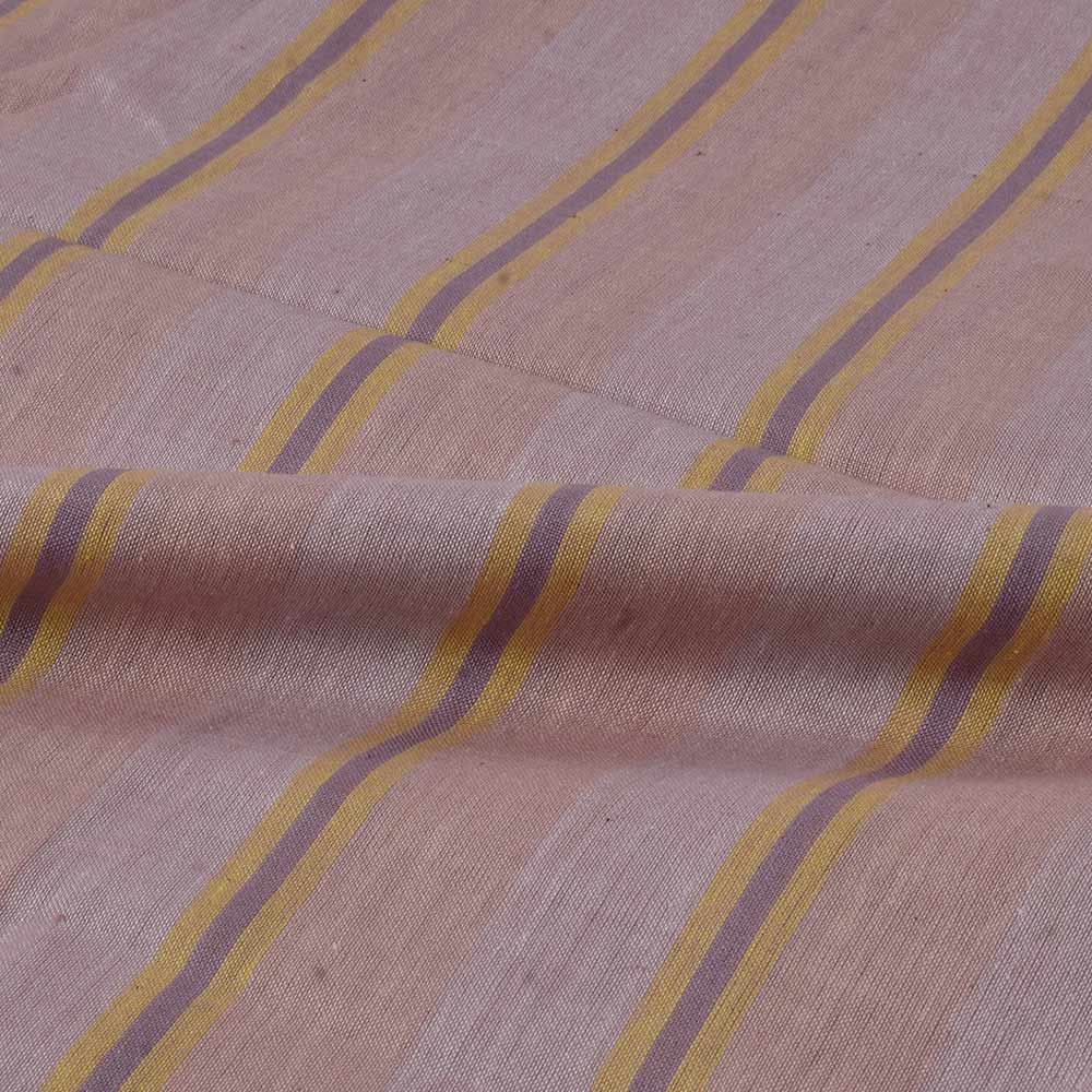 STRIPE PEACH MERCERISED COTTON 75 GSM HANDWOVEN FABRIC