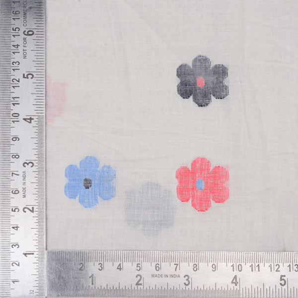 FLORAL CREAMJAMDANI PURE COTTON 55 GSM FABRIC