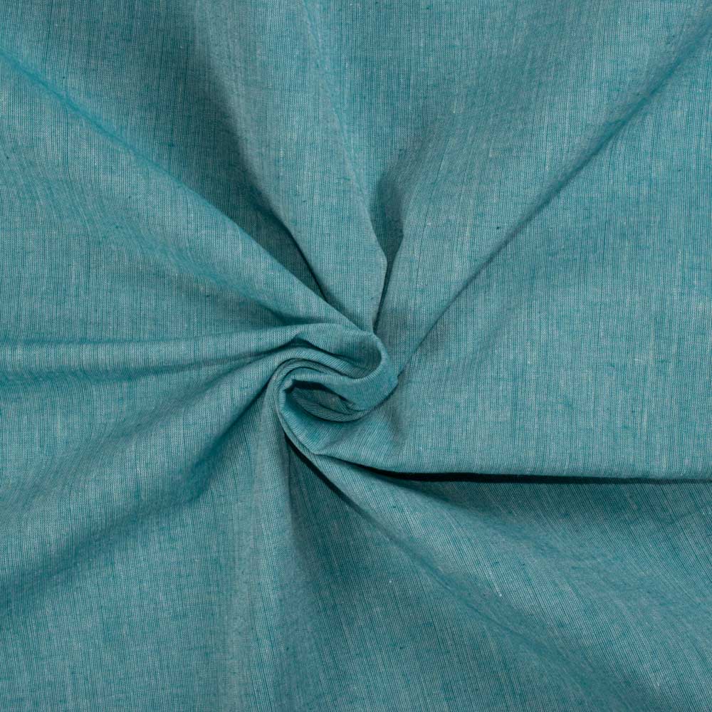 Chambray  GREEN Pure Cotton Handwoven Fabric 