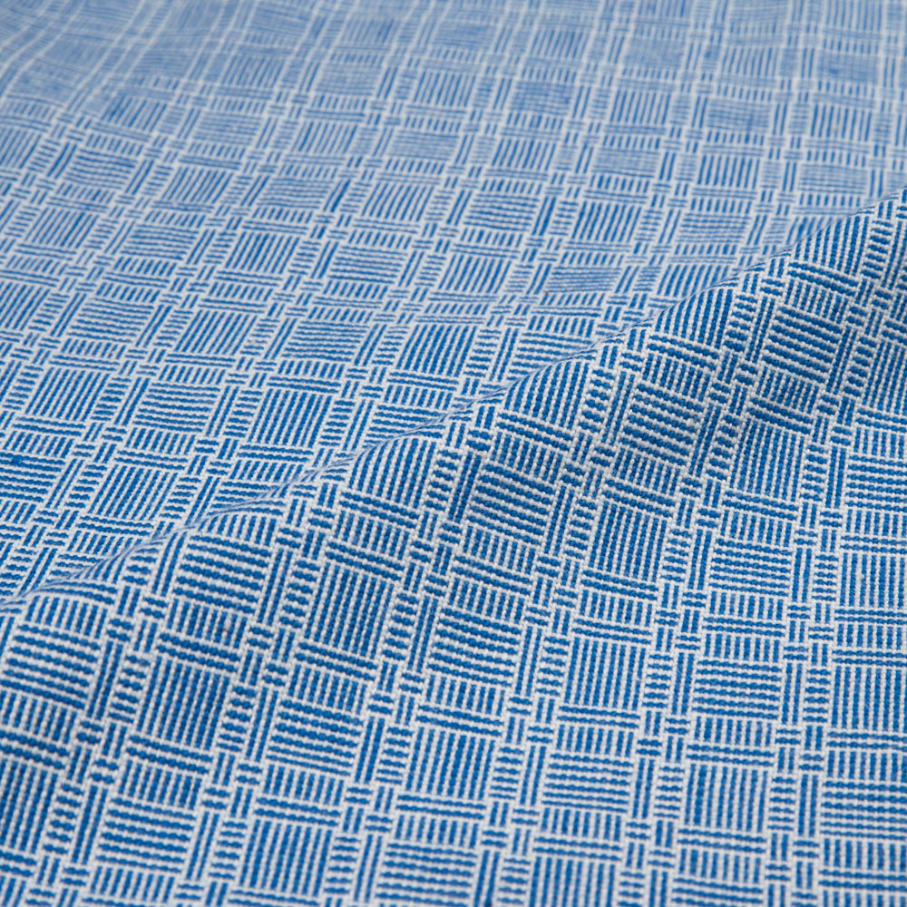 MATTY CHECK BLUE & WHITE PURE KHADI 208 GSM HANDSPUN & HANDWOVEN FABRIC