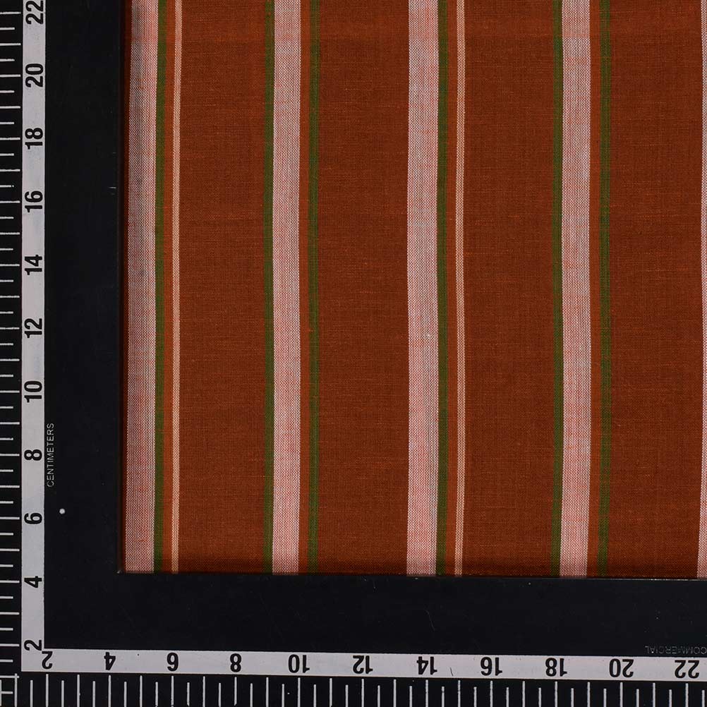 STRIPE BROWN PURE COTTON 70 GSM HANDWOVEN FABRIC 227