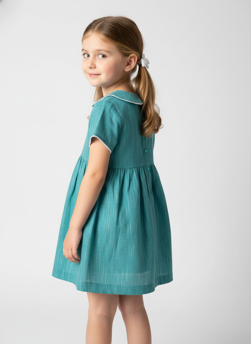 Flat Collar Buttoned Dress