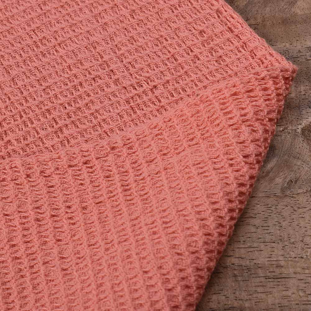 PINK HONEYCOMB WEAVE PURE COTTON 122 GSM HANDWOVEN FABRIC
