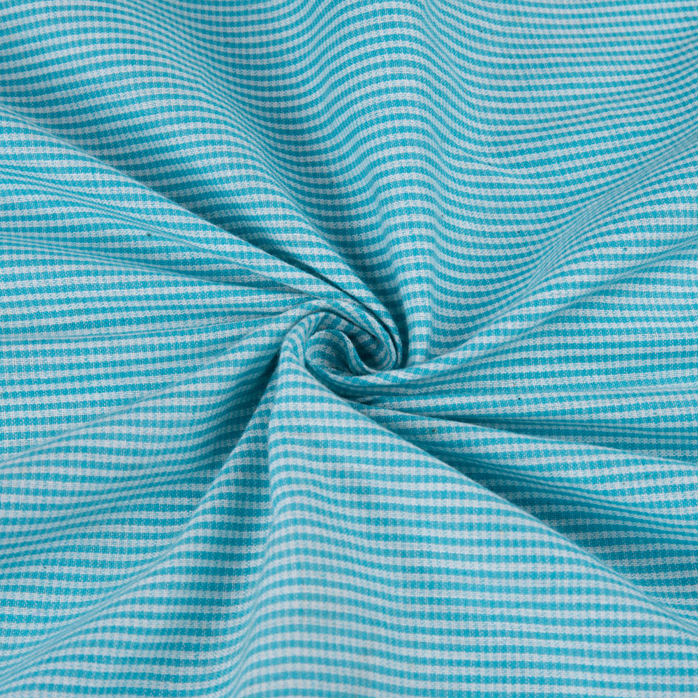Stripe Blue Pure Cotton 98 GSM Handwoven Fabric