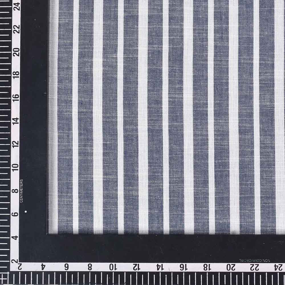 STRIPE BLUE WHITE PURE COTTON 100 GSM HANDWOVEN FABRIC 291