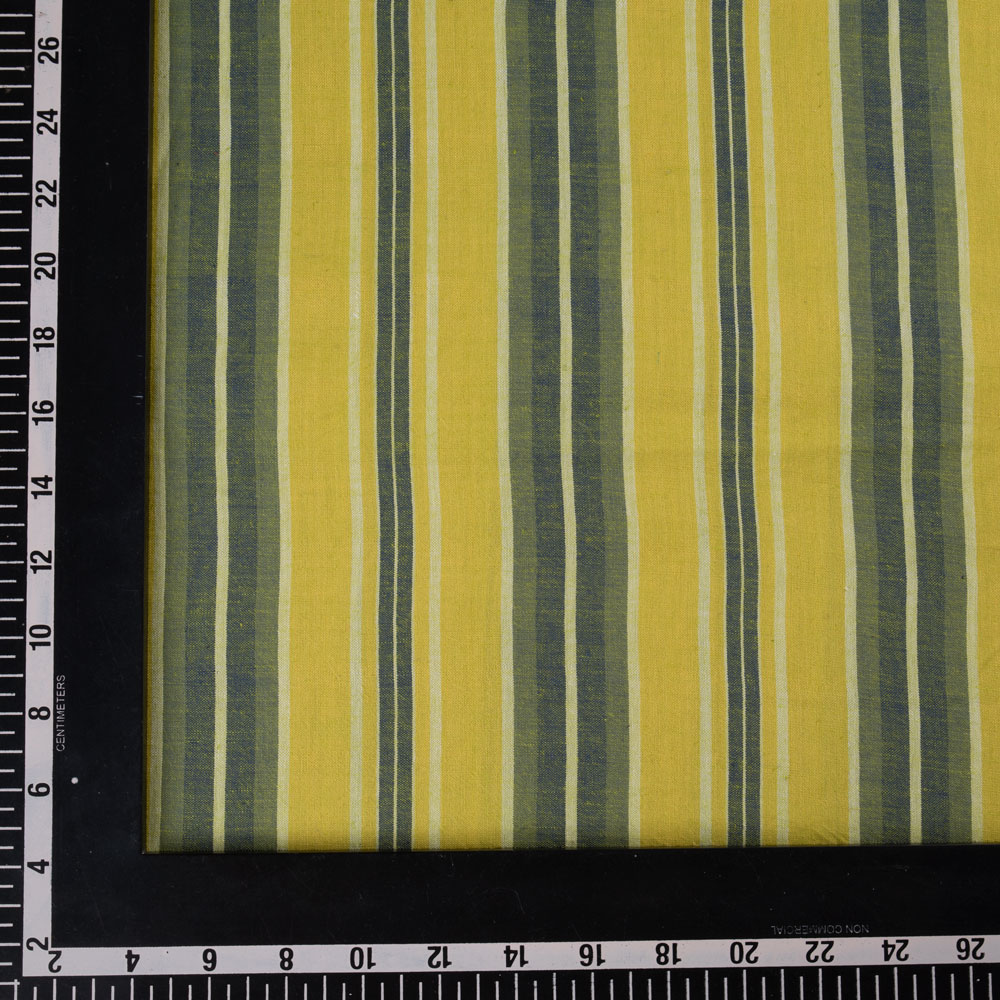 STRIPE YELLOW & GREEN PURE COTTON 92 GSM HANDWOVEN FABRIC