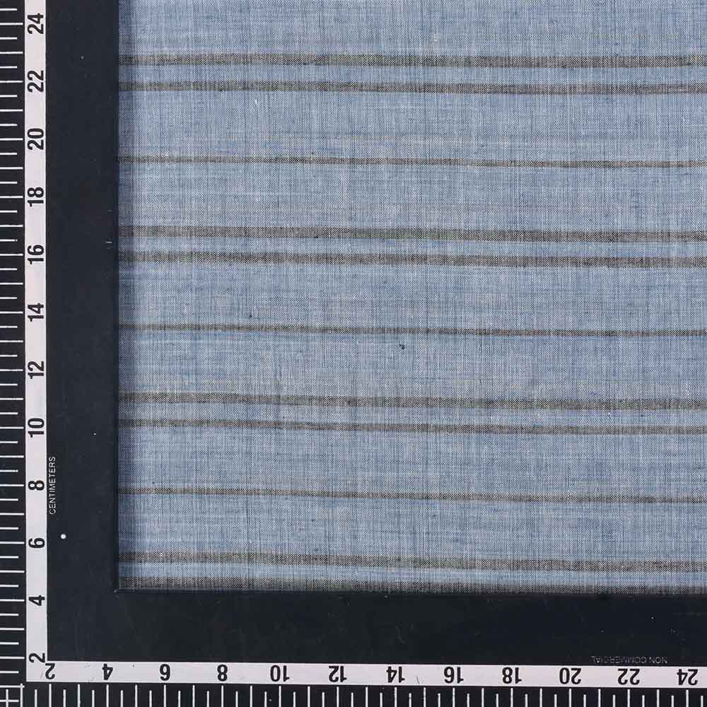 STRIPE BLUE BLACK PURE COTTON 63 GSM HANDWOVEN FABRIC